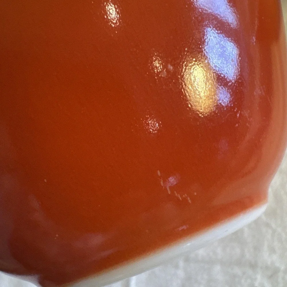 1970s PYREX Flameglo Nesting Mixing Bowls Set # 401, 402 Red-Orange Ombre 1.5 Qt